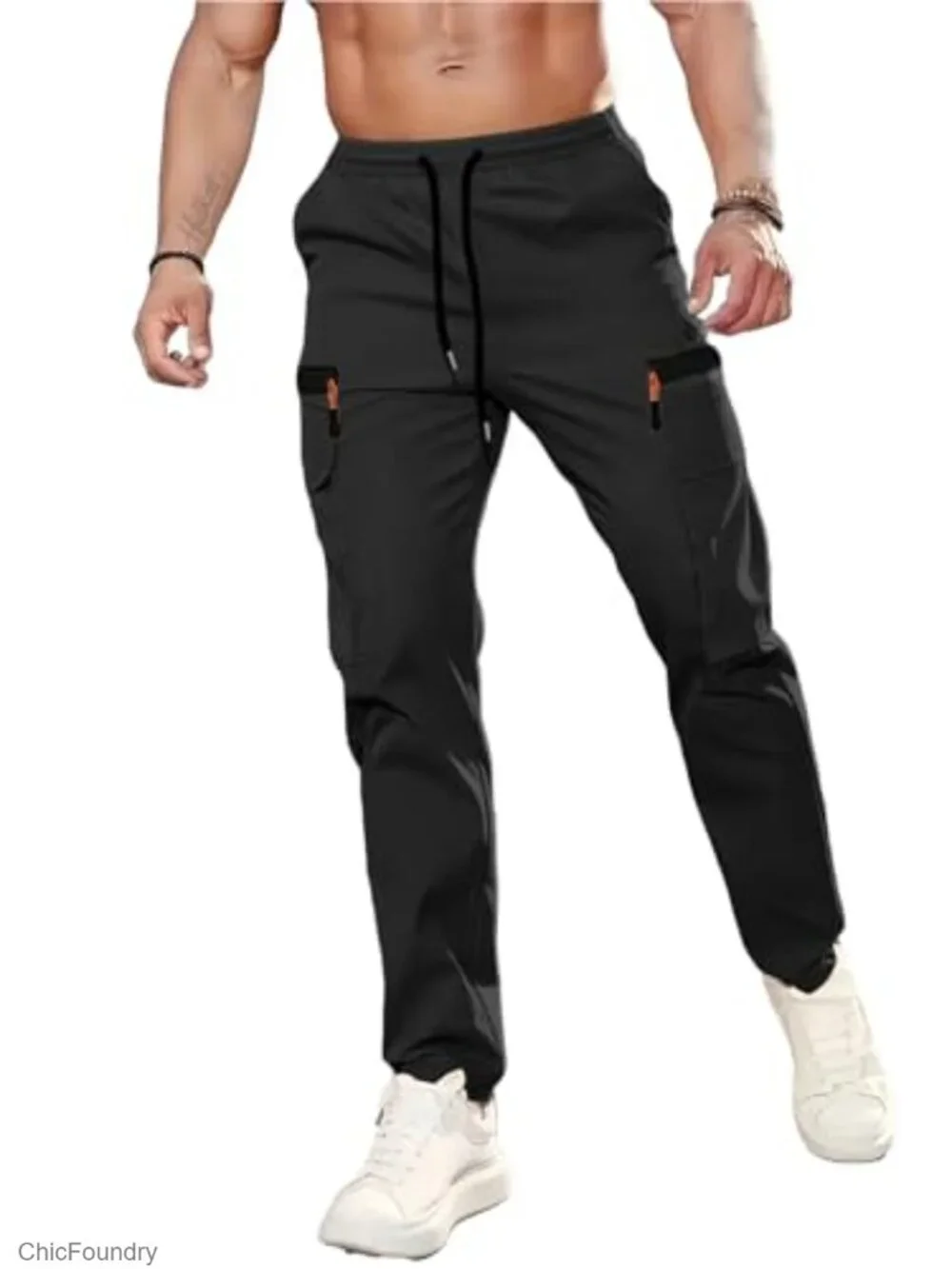 Men's Lightweight Hiking Cargo Pants Quick Dry Joggers Elastic Waist Multiple